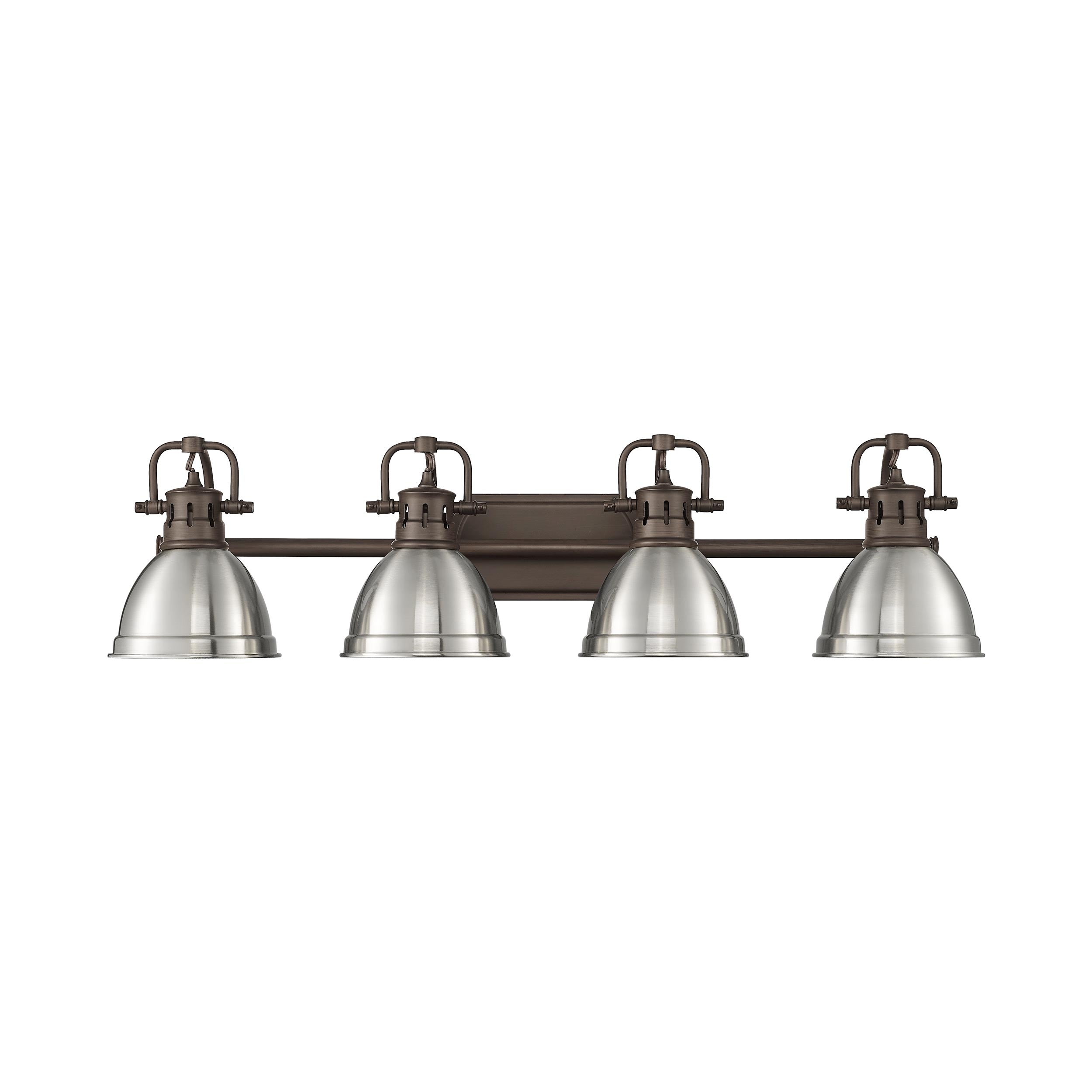 Yep by Golden Lighting Duncan 4-light Vanity in Rubbed Bronze and Pewter shade - - Golden Lighting