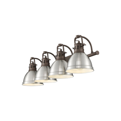 Yep by Golden Lighting Duncan 4-light Vanity in Rubbed Bronze and Pewter shade - - Golden Lighting