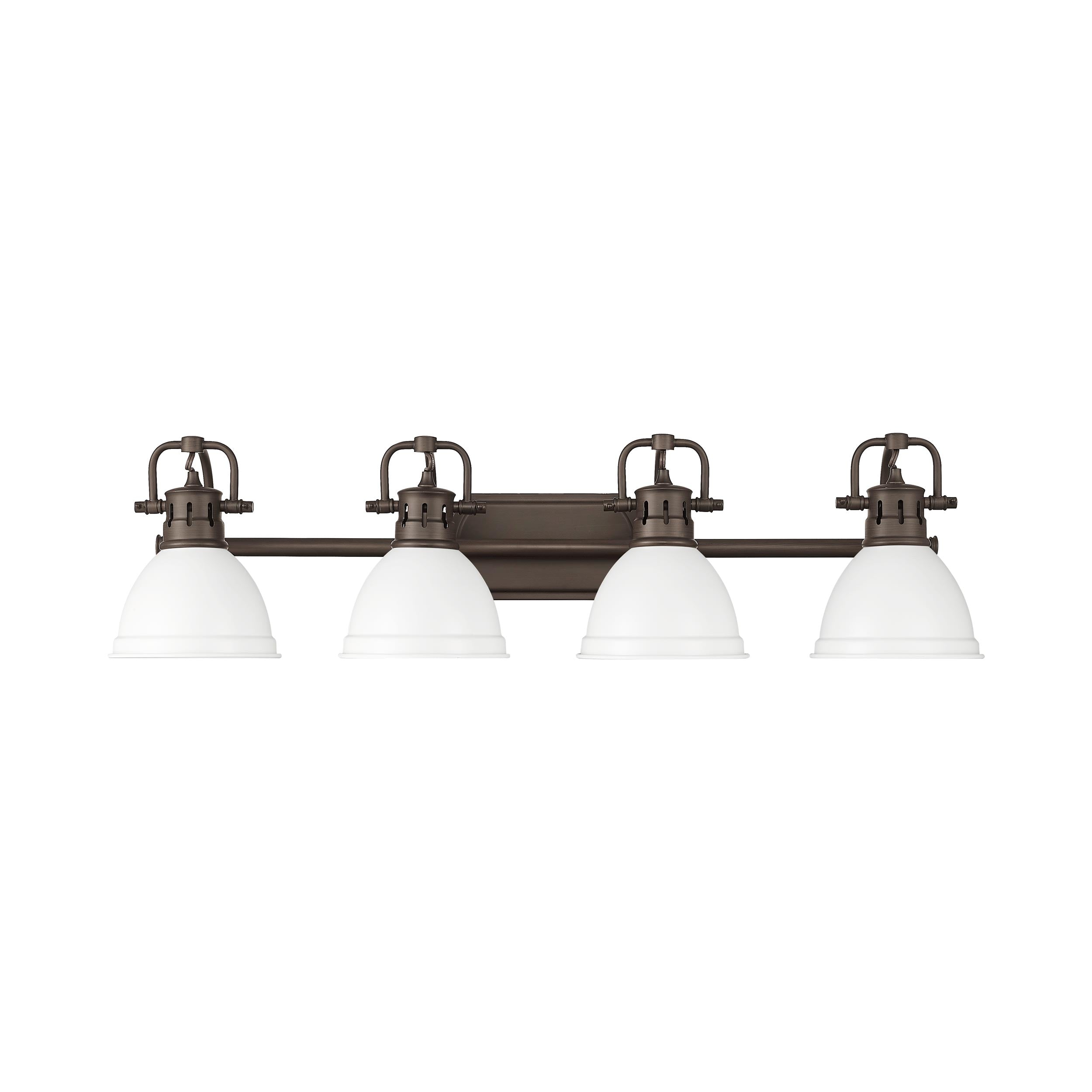 Yep by Golden Lighting Duncan 4-light Vanity in Rubbed Bronze and Matte White shade - - Golden Lighting