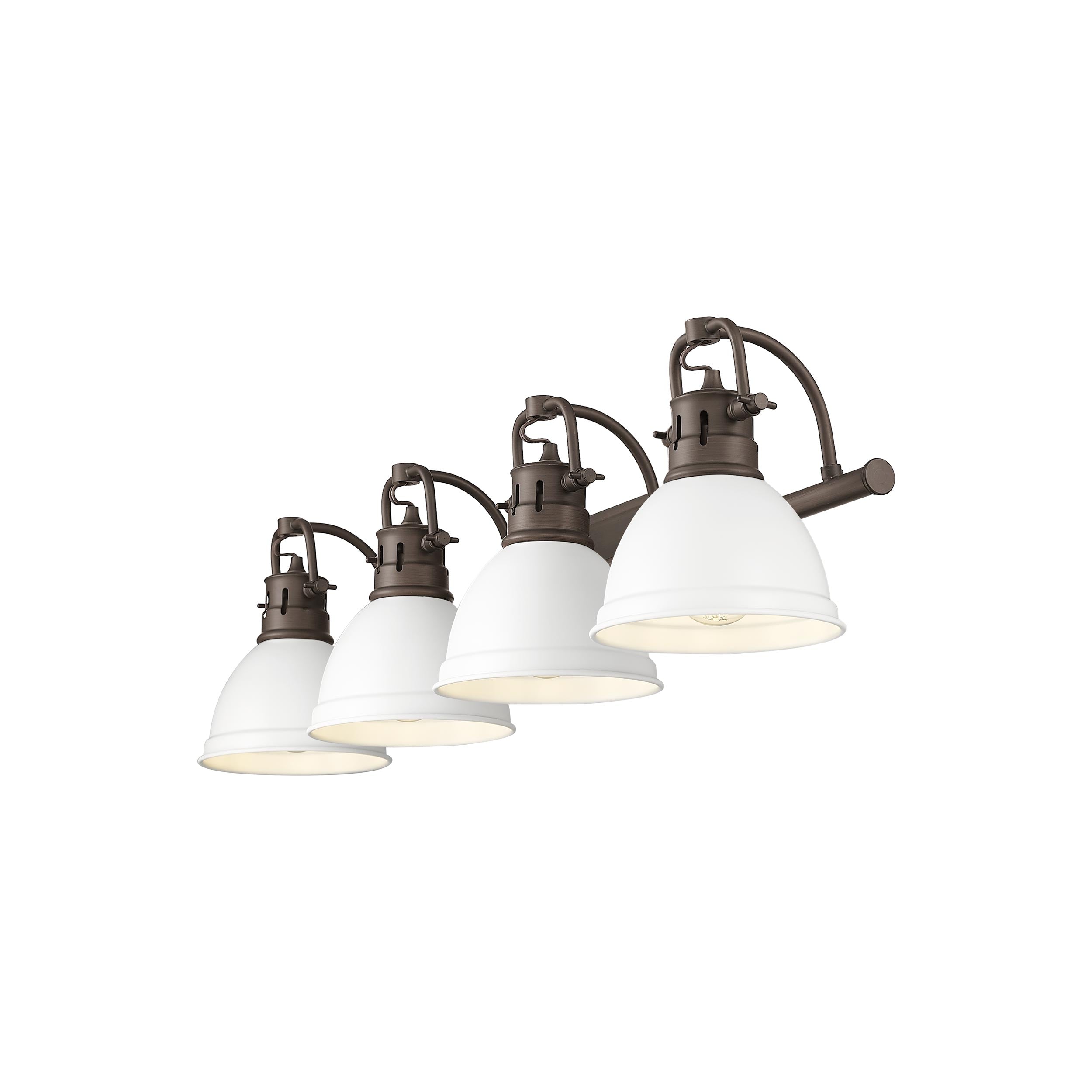 Yep by Golden Lighting Duncan 4-light Vanity in Rubbed Bronze and Matte White shade - - Golden Lighting