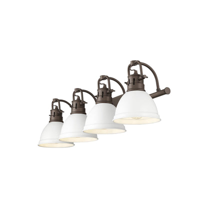 Yep by Golden Lighting Duncan 4-light Vanity in Rubbed Bronze and Matte White shade - - Golden Lighting