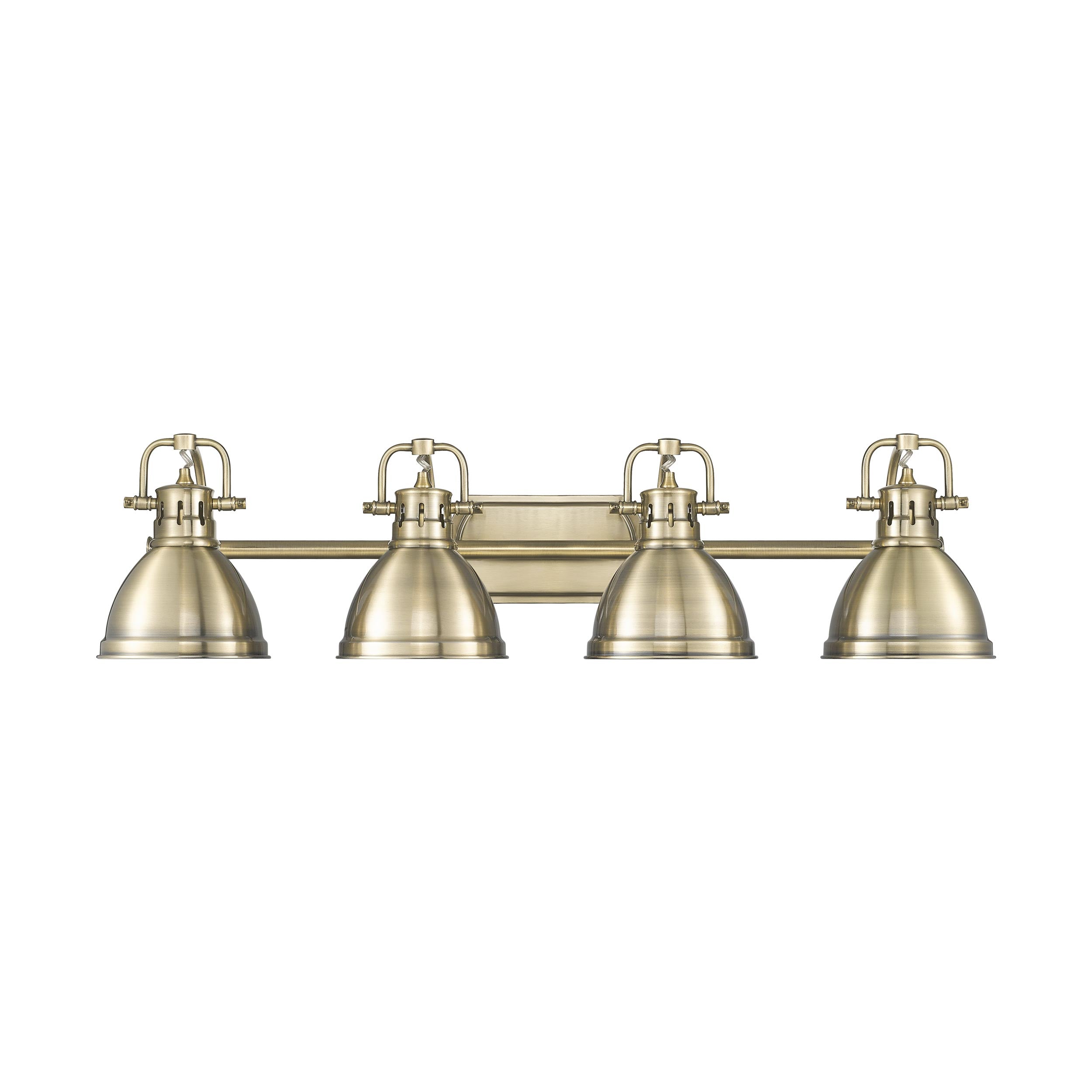 Duncan 4-Light Bath Vanity in Aged Brass with Aged Brass - - Golden Lighting