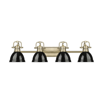 Duncan 4-Light Bath Vanity in Aged Brass with Black - - Golden Lighting
