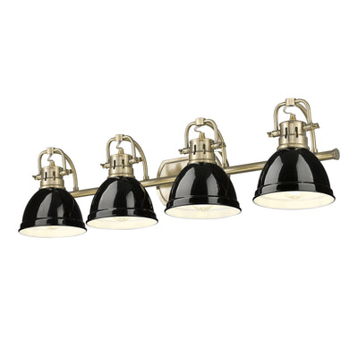 Yep by Golden Lighting Duncan 4-light Vanity in Aged Brass and Black shade - - Golden Lighting