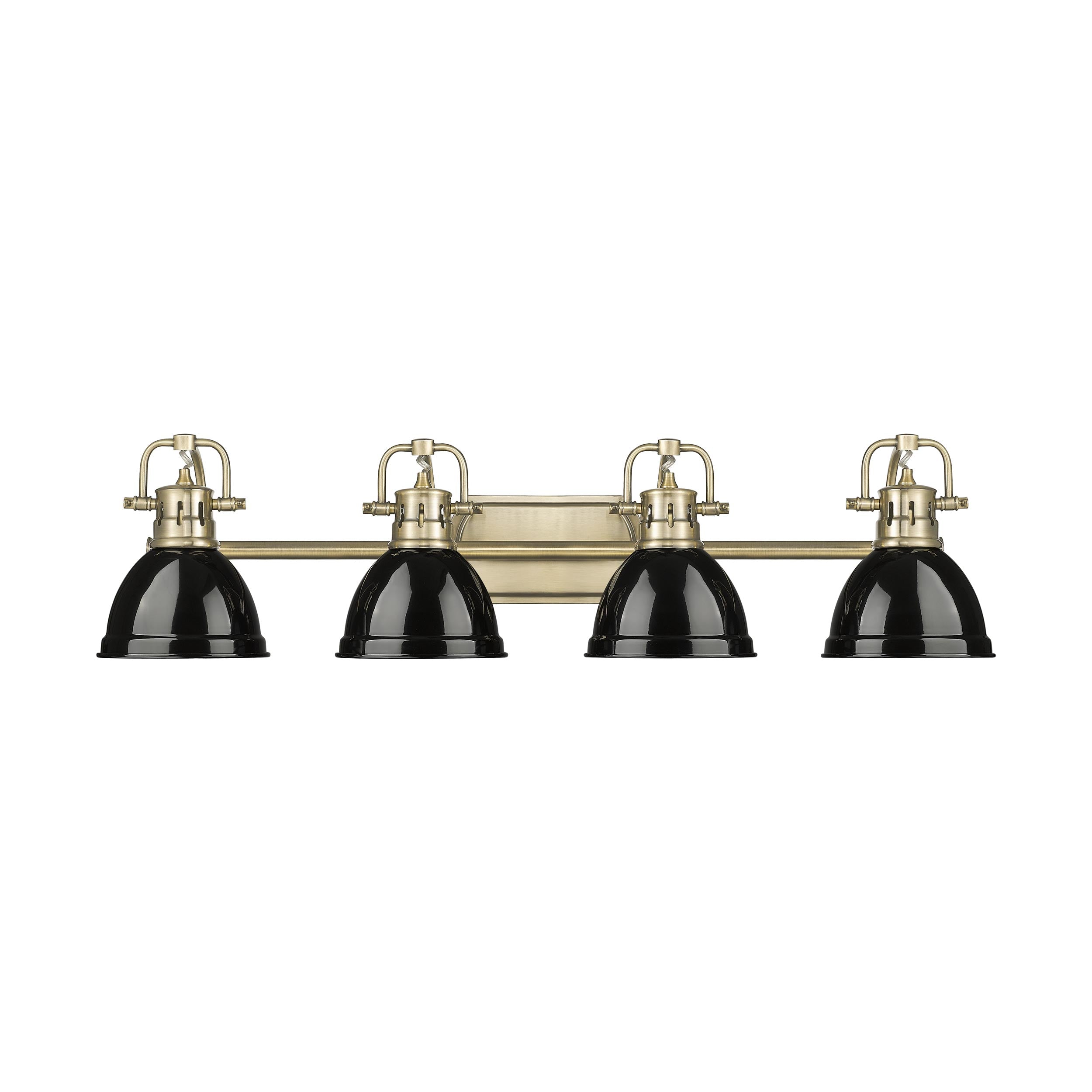 Duncan 4-Light Bath Vanity in Aged Brass with Black - - Golden Lighting