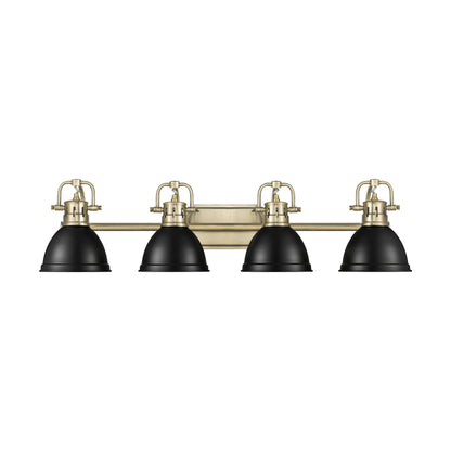 Duncan 4-Light Bath Vanity in Aged Brass with Matte Black - - Golden Lighting
