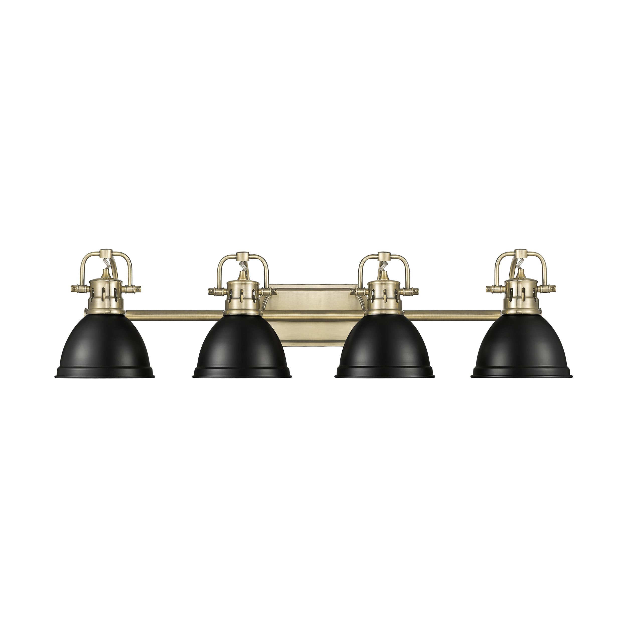 Duncan 4-Light Bath Vanity in Aged Brass with Matte Black - - Golden Lighting