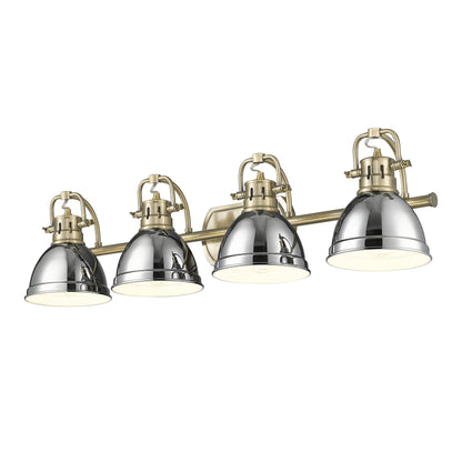 Yep by Golden Lighting Duncan 4-light Vanity in Aged Brass and Chrome shade
