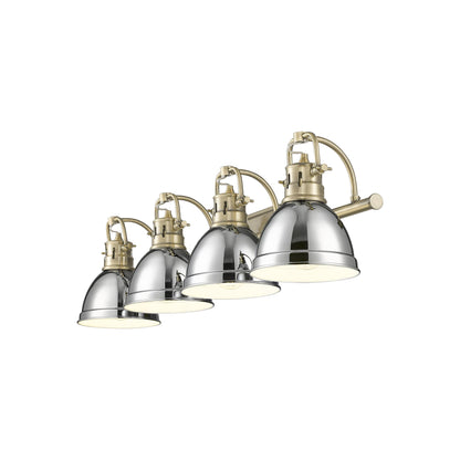 Duncan 4-Light Bath Vanity in Aged Brass with Chrome - Default Title - Golden Lighting