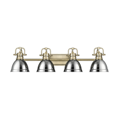 Duncan 4-Light Bath Vanity in Aged Brass with Chrome - - Golden Lighting