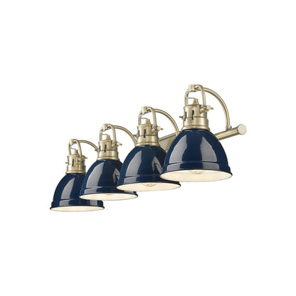 Duncan 4-Light Bath Vanity in Aged Brass with Matte Navy - Default Title - Golden Lighting