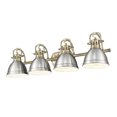 Yep by Golden Lighting Duncan 4-light Vanity in Aged Brass and Pewter shade - - Golden Lighting