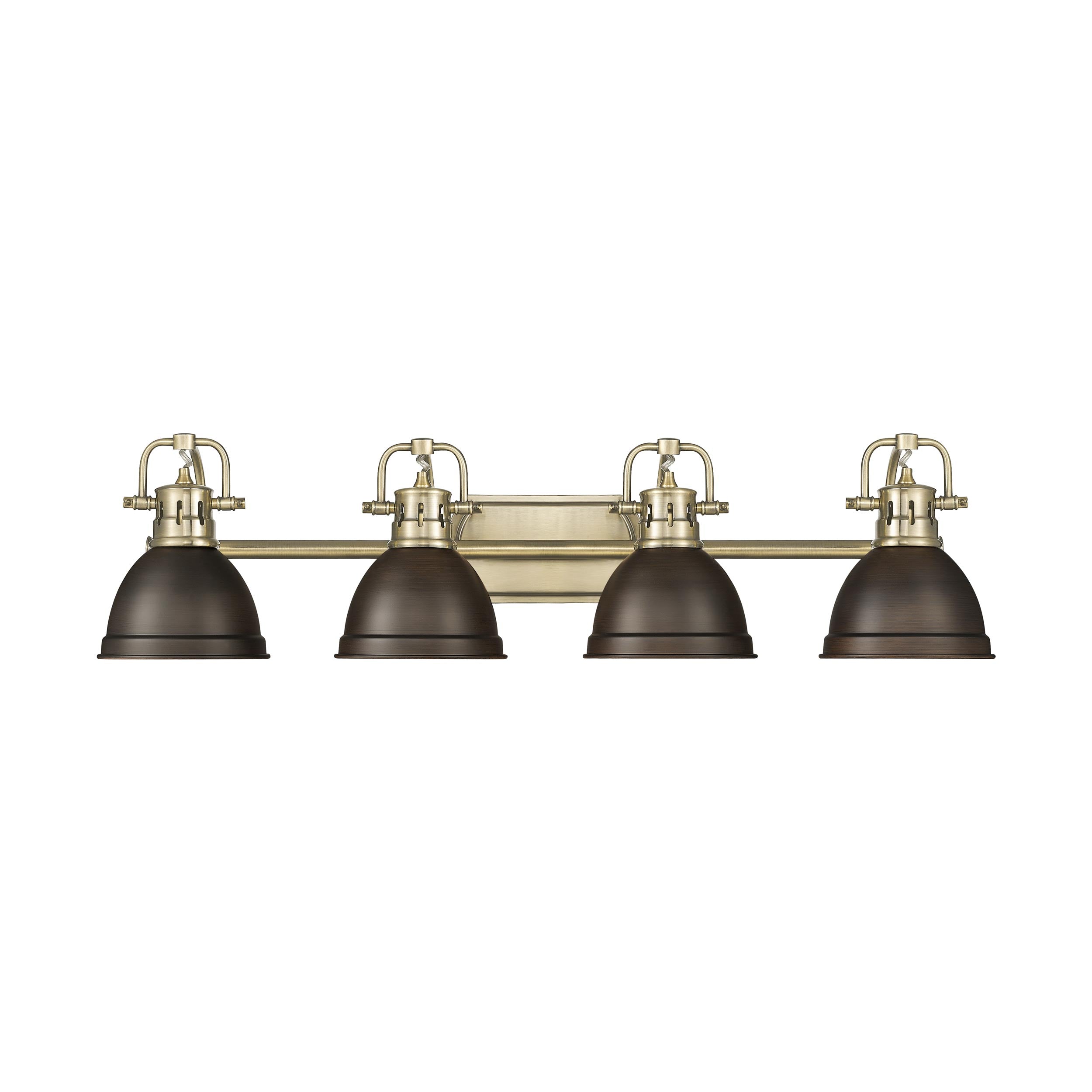 Duncan 4-Light Bath Vanity in Aged Brass with Rubbed Bronze - - Golden Lighting