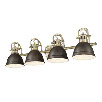 Yep by Golden Lighting Duncan 4-light Vanity in Aged Brass and Rubbed Bronze shade