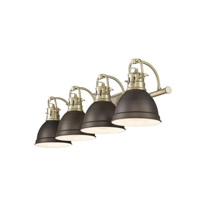 Duncan 4-Light Bath Vanity in Aged Brass with Rubbed Bronze - Default Title - Golden Lighting