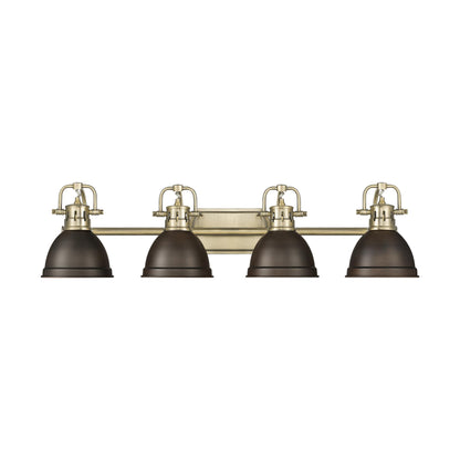 Duncan 4-Light Bath Vanity in Aged Brass with Rubbed Bronze - - Golden Lighting