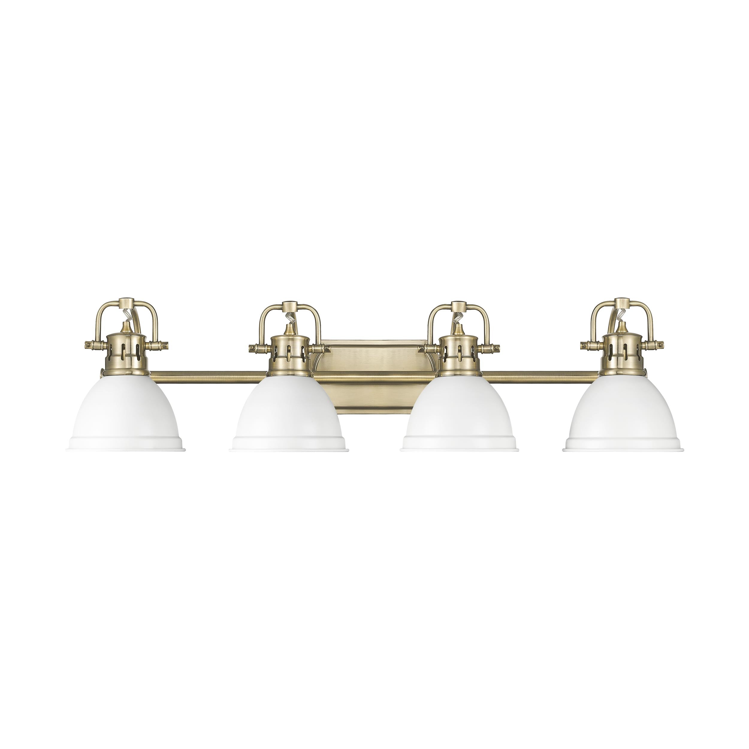 Duncan 4-Light Bath Vanity in Aged Brass with Matte White - - Golden Lighting