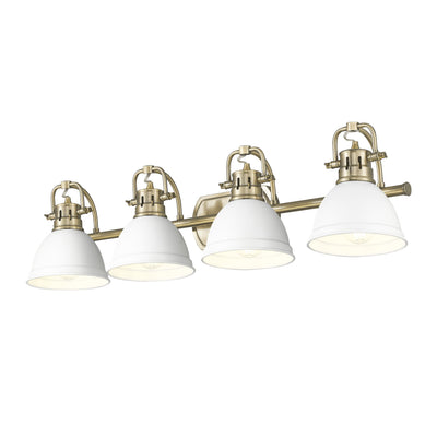Yep by Golden Lighting Duncan 4-light Vanity in Aged Brass and Matte White shade - - Golden Lighting