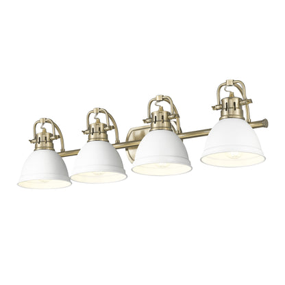 Yep by Golden Lighting Duncan 4-light Vanity in Aged Brass and Matte White shade