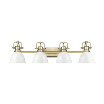 Duncan 4-Light Bath Vanity in Aged Brass with White - - Golden Lighting
