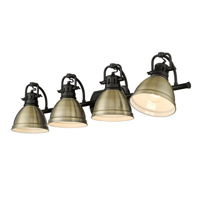 Yep by Golden Lighting Duncan 4-light Vanity in Matte Black and Aged Brass shade - - Golden Lighting