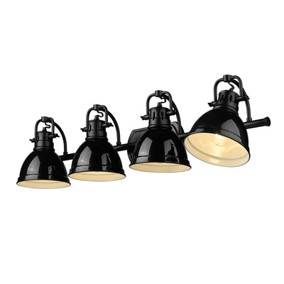 Yep by Golden Lighting Duncan 4-light Vanity in Matte Black and Black shade - - Golden Lighting