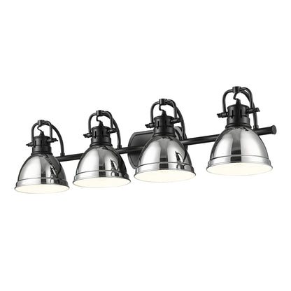 Yep by Golden Lighting Duncan 4-light Vanity in Matte Black and Chrome shade