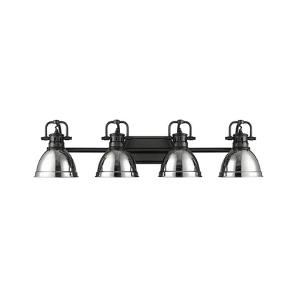 Duncan 4-Light Bath Vanity in Matte Black with Chrome - - Golden Lighting