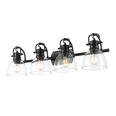 Yep by Golden Lighting Duncan 4-light Vanity in Matte Black and Clear Glass - - Golden Lighting