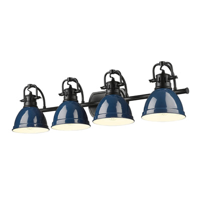 Yep by Golden Lighting Duncan 4-light Vanity in Matte Black and Navy Blue shade - - Golden Lighting