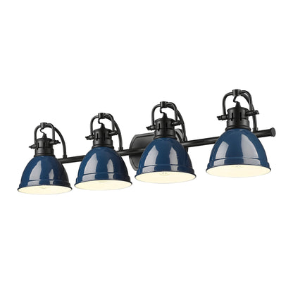Yep by Golden Lighting Duncan 4-light Vanity in Matte Black and Navy Blue shade