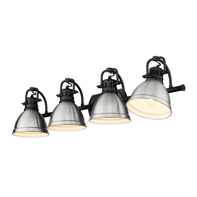 Yep by Golden Lighting Duncan 4-light Vanity in Matte Black and Pewter shade - - Golden Lighting