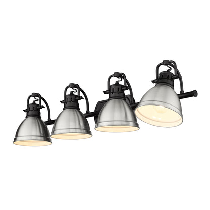 Yep by Golden Lighting Duncan 4-light Vanity in Matte Black and Pewter shade