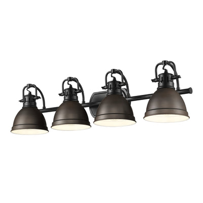 Yep by Golden Lighting Duncan 4-light Vanity in Matte Black and Rubbed Bronze shade - - Golden Lighting