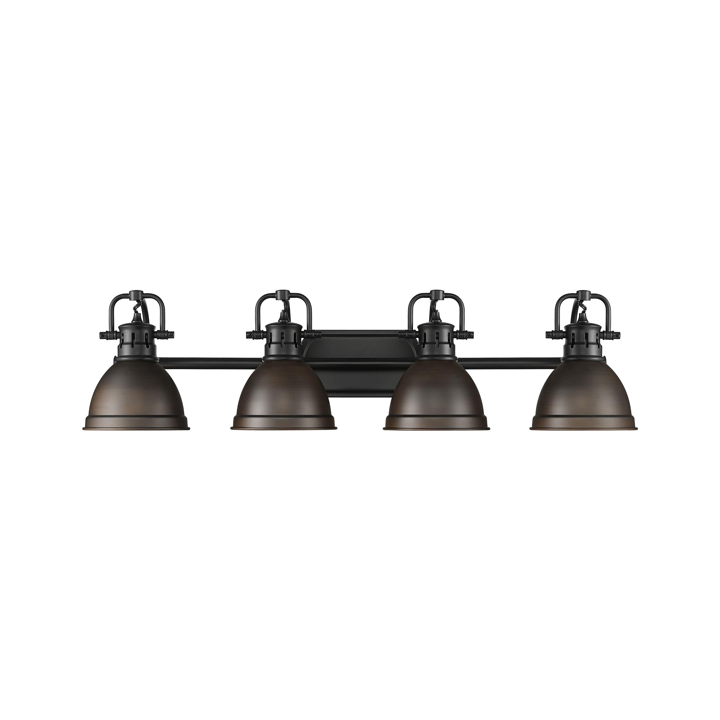 Duncan 4-Light Bath Vanity in Matte Black with Rubbed Bronze - - Golden Lighting