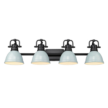 Duncan BLK 4 Light Bath Vanity in Matte Black with Seafoam Shades Shade - Default Title - Golden Lighting