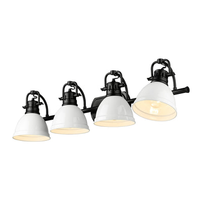 Yep by Golden Lighting Duncan 4-light Vanity in Matte Black and White shade - - Golden Lighting