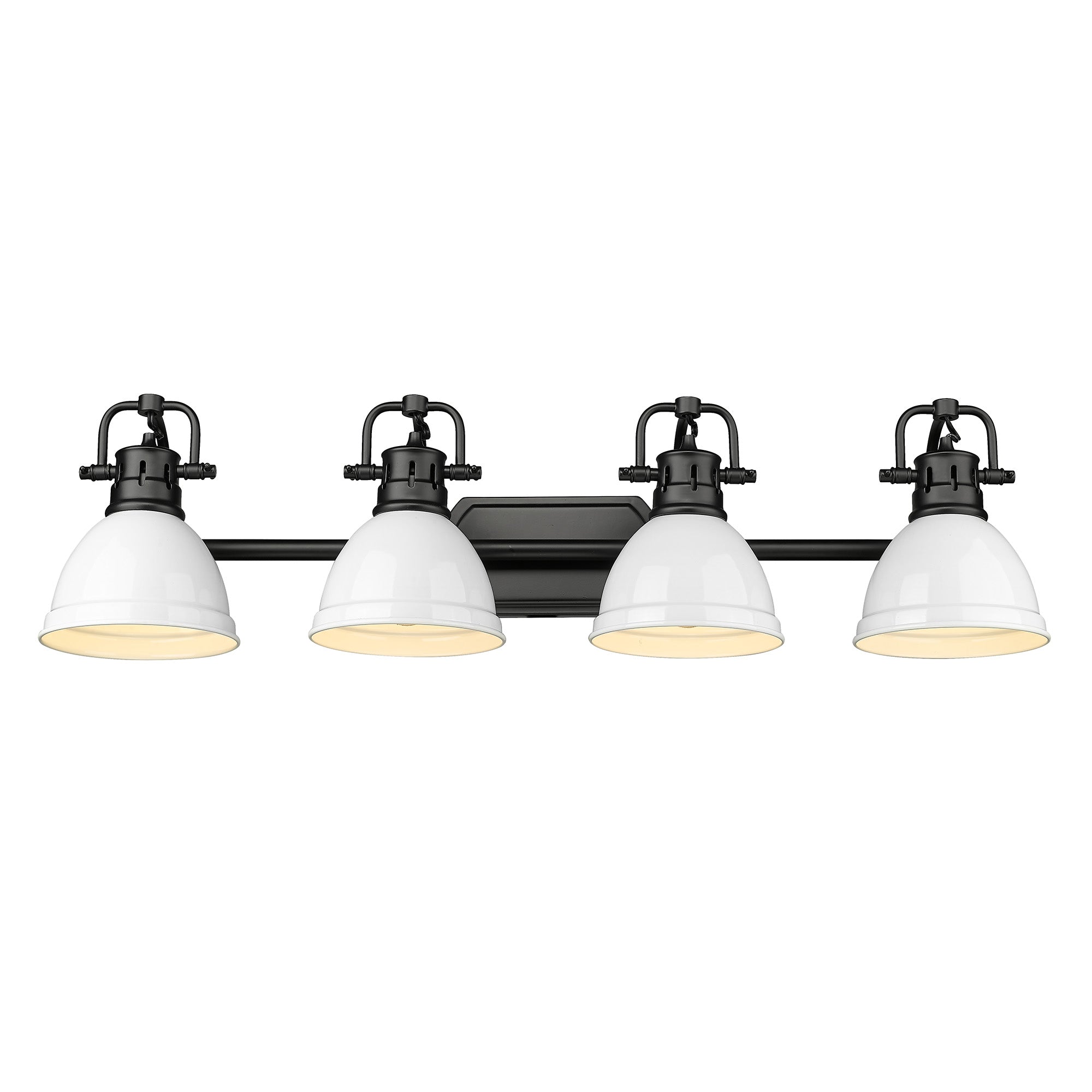 Duncan BLK 4 Light Bath Vanity in Matte Black with White Shades Shade - Default Title - Golden Lighting