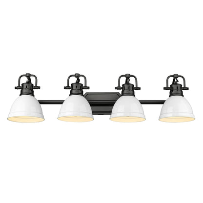 Duncan BLK 4 Light Bath Vanity in Matte Black with White Shades Shade - Default Title - Golden Lighting