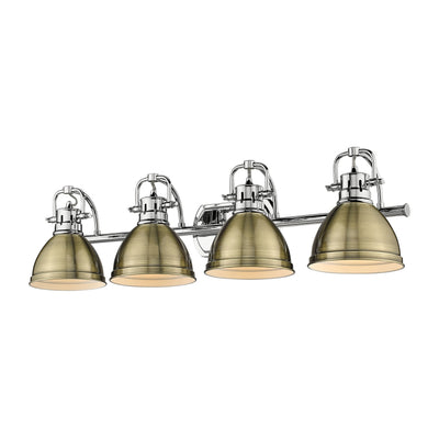 Yep by Golden Lighting Duncan 4-light Vanity in Chrome and Aged Brass shade - - Golden Lighting