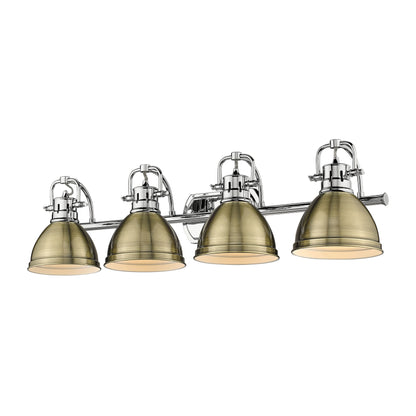 Yep by Golden Lighting Duncan 4-light Vanity in Chrome and Aged Brass shade
