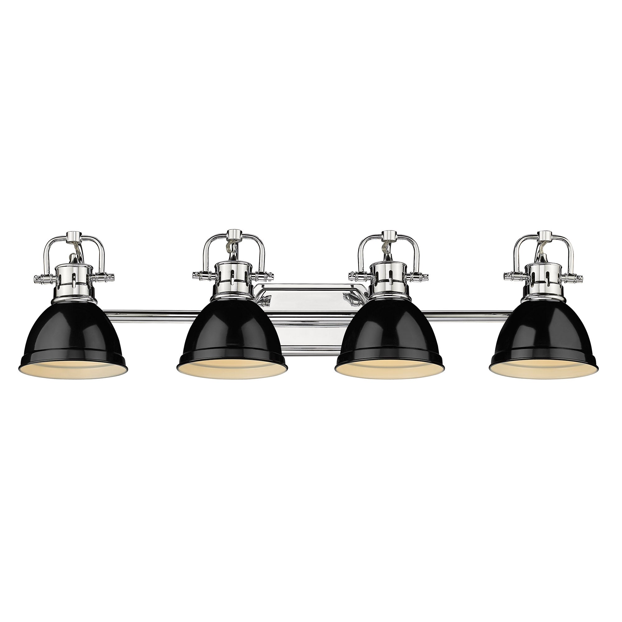 Duncan CH 4 Light Bath Vanity in Chrome with Black Shades - Chrome / Black / Black - Golden Lighting