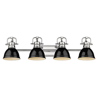 Duncan CH 4 Light Bath Vanity in Chrome with Black Shades - Chrome / Black / Black - Golden Lighting