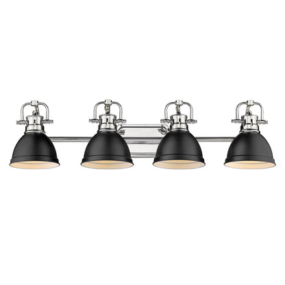 Duncan CH 4 Light Bath Vanity in Chrome with Matte Black Shades - Default Title - Golden Lighting