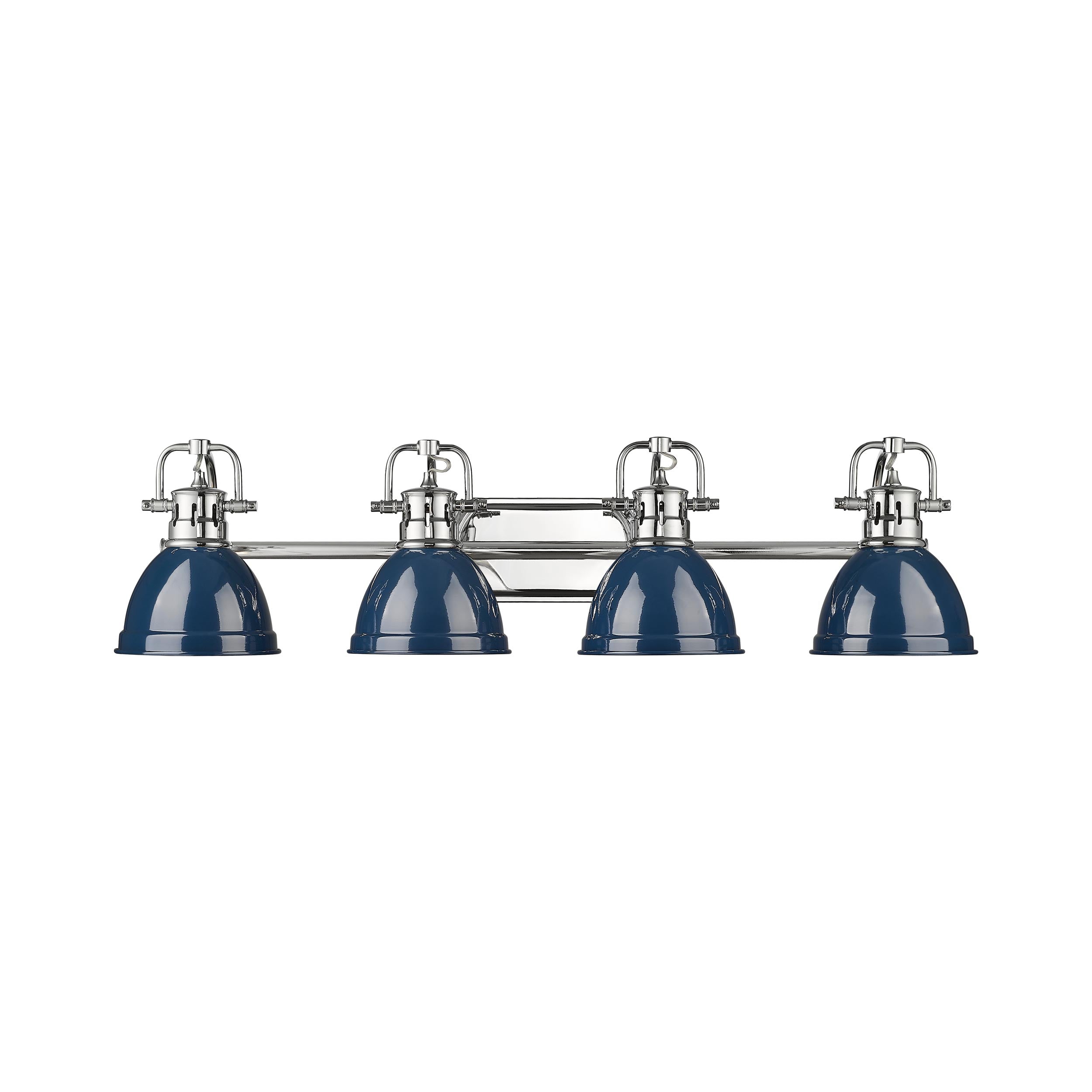 Duncan 4-Light Bath Vanity in Chrome with Matte Navy - - Golden Lighting