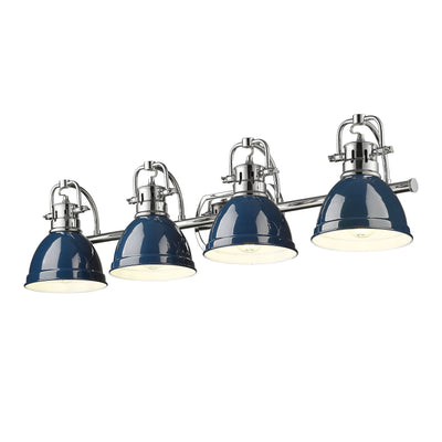 Yep by Golden Lighting Duncan 4-light Vanity in Chrome and Navy Blue shade - - Golden Lighting