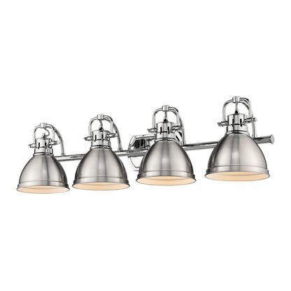 Yep by Golden Lighting Duncan 4-light Vanity in Chrome and Pewter shade