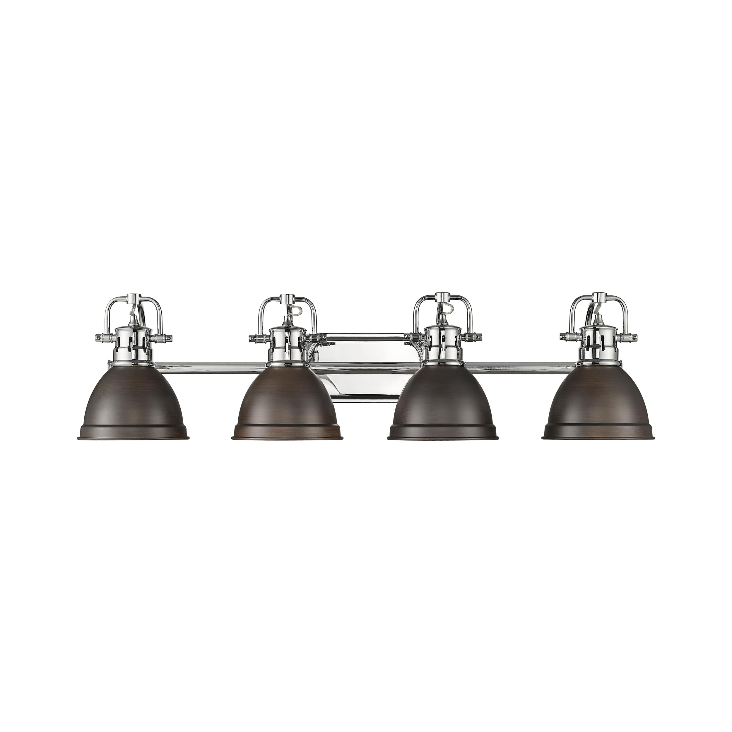 Duncan 4-Light Bath Vanity in Chrome with Rubbed Bronze - - Golden Lighting