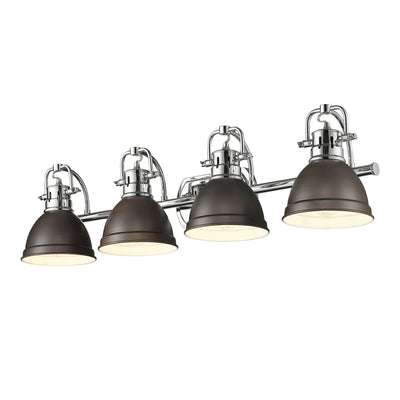Yep by Golden Lighting Duncan 4-light Vanity in Chrome and Rubbed Bronze shade - - Golden Lighting