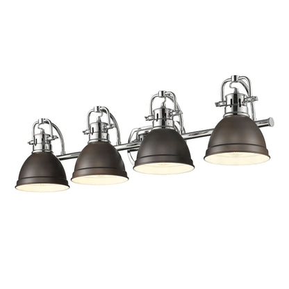 Yep by Golden Lighting Duncan 4-light Vanity in Chrome and Rubbed Bronze shade